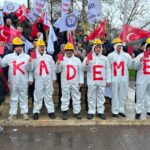 Kademeli emeklilik bekleyenler emekçilerden iktidara kırmızı kartlı protesto